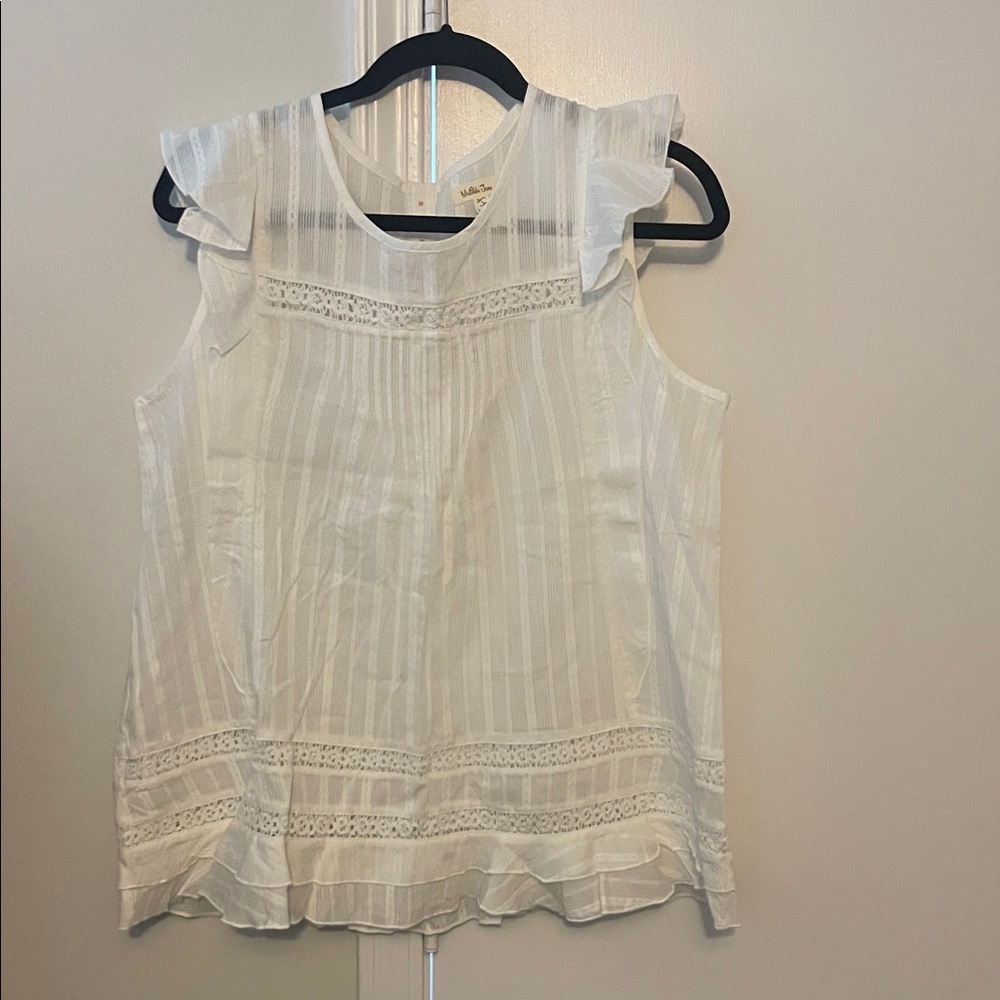 Matilda Jane Cream Sleeveless Blouse with Lace Detail